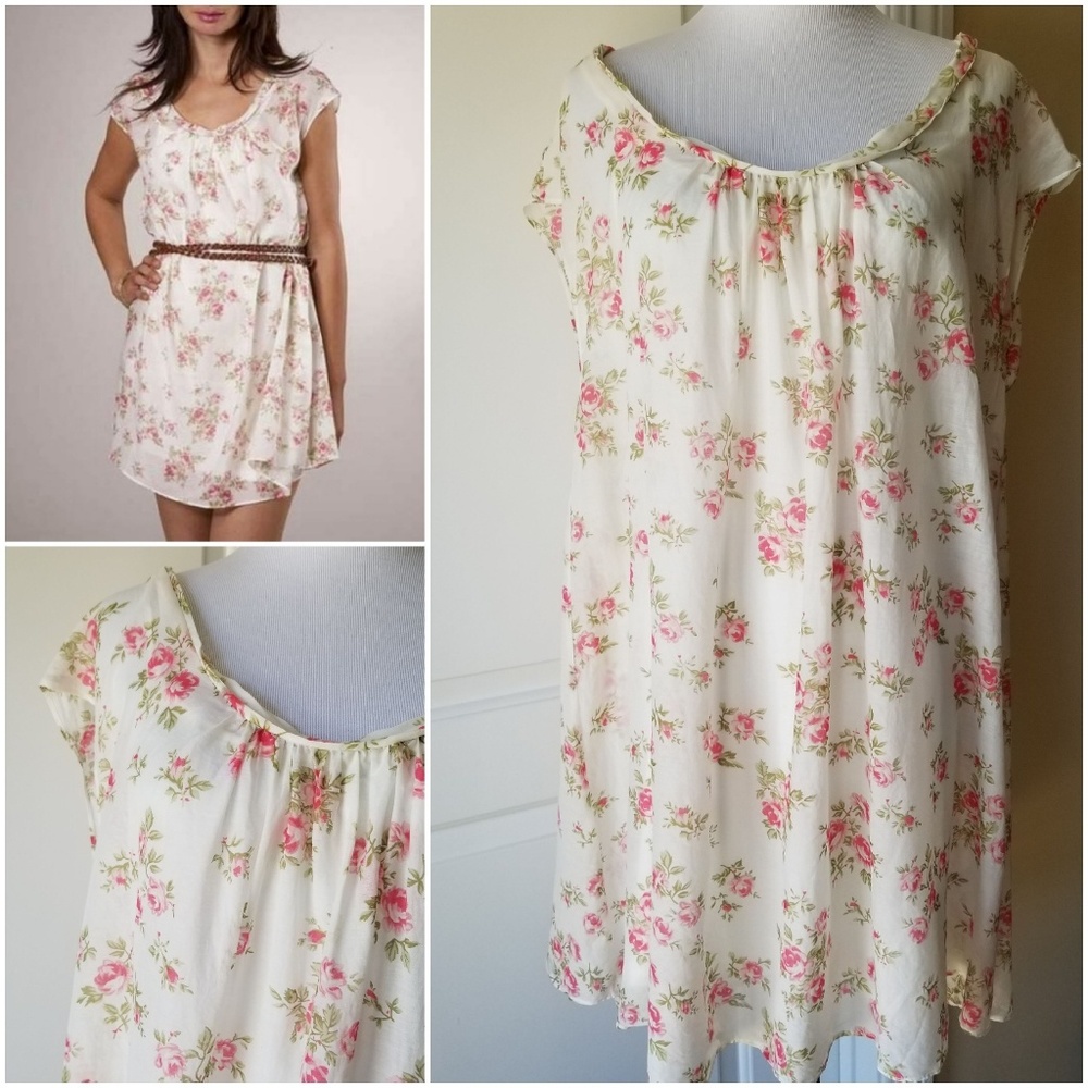 Joie Silk Floral Peasant Mini Dress Medium